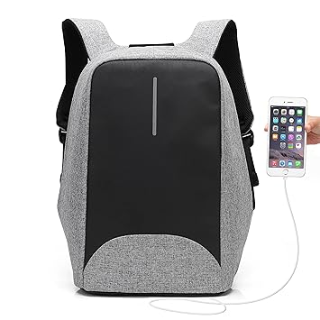UBaymax Anti-diebstahl Laptop Rucksack mit USB Ladeanschluss, 15,6 Zoll Wasserdicht Canvas Schulrucksack Daypack, Unisex Busi