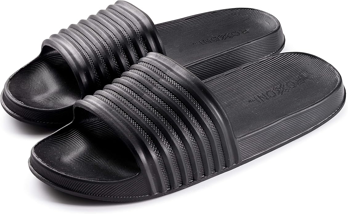 Roxoni Men's Slide Sandal Open Toe Beach Shower Shoe with Arch Support