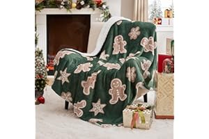 Bedsure Green Christmas Throw Blanket - Soft and Warm Sherpa Gingerbread Throw Blankets for Couch, Sofa, Bed, Christmas Decorations Gifts 50"x60"