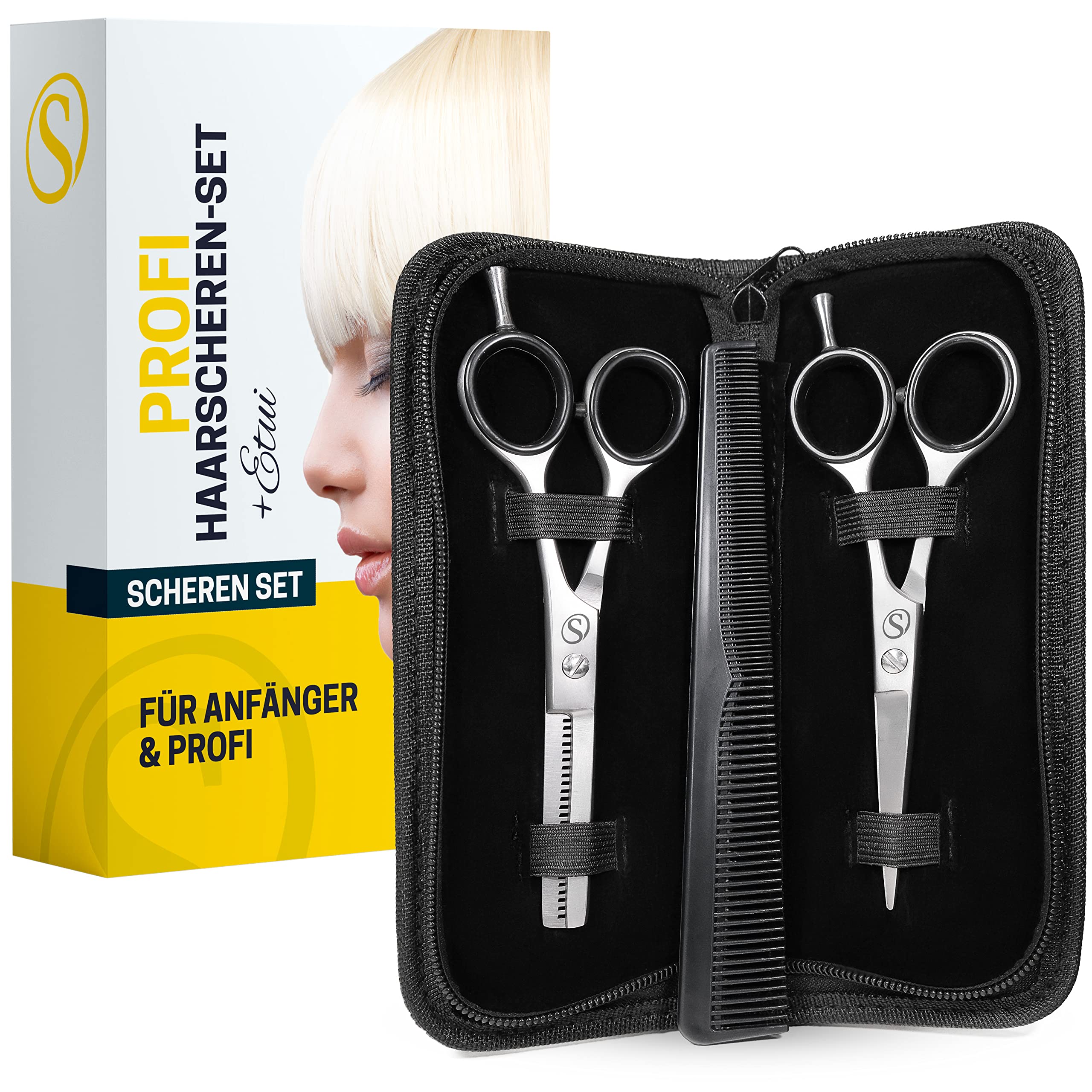 SCHMIEDWERK Hair Scissors Set | Hairdressing Scissors - Sharp & Precise Cut | Perfect Haircut for Men & Women | Professional Hair Cutting Scissors with Case (Scissor Set)