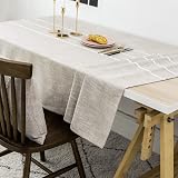 Home Brilliant Rectangular Table Cloth 132x260cm Striped Faux Linen view 2