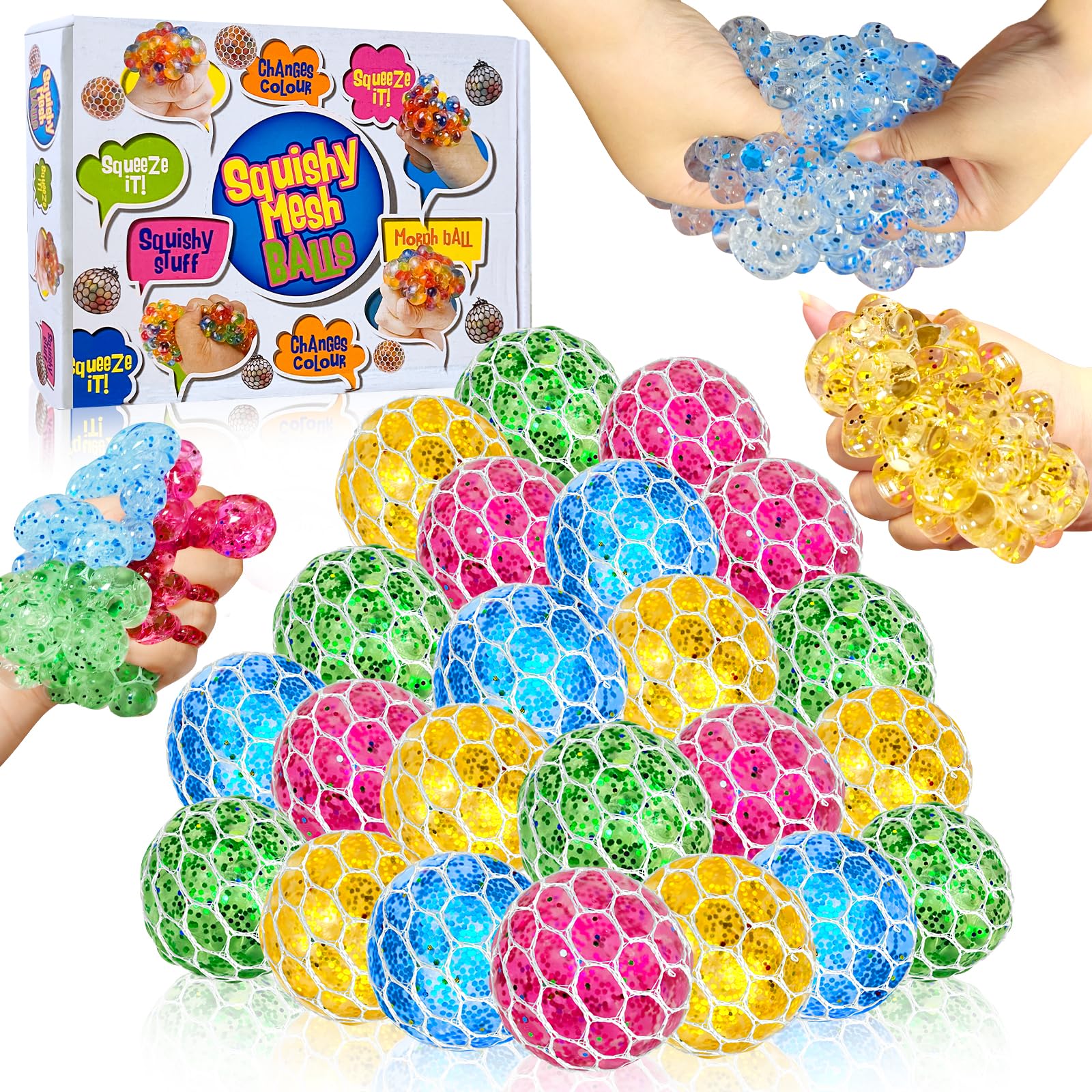 Photo 1 of 24 Pack Stress Balls Set Fidget Toys for Adults, Halloween Party Favors for Kids Adults School Class Birthday Gifts,Squishy Toys, Squeeze Balls Bulk ,Goodie Bag Stuffers Hand Exercise Balls