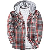 Ceoutdoor Men's Flannel Shirt Plaid Hoodie Fall Casual Button Down Shirt Jackets Long Sleeve Stylish Hooded with Pocket