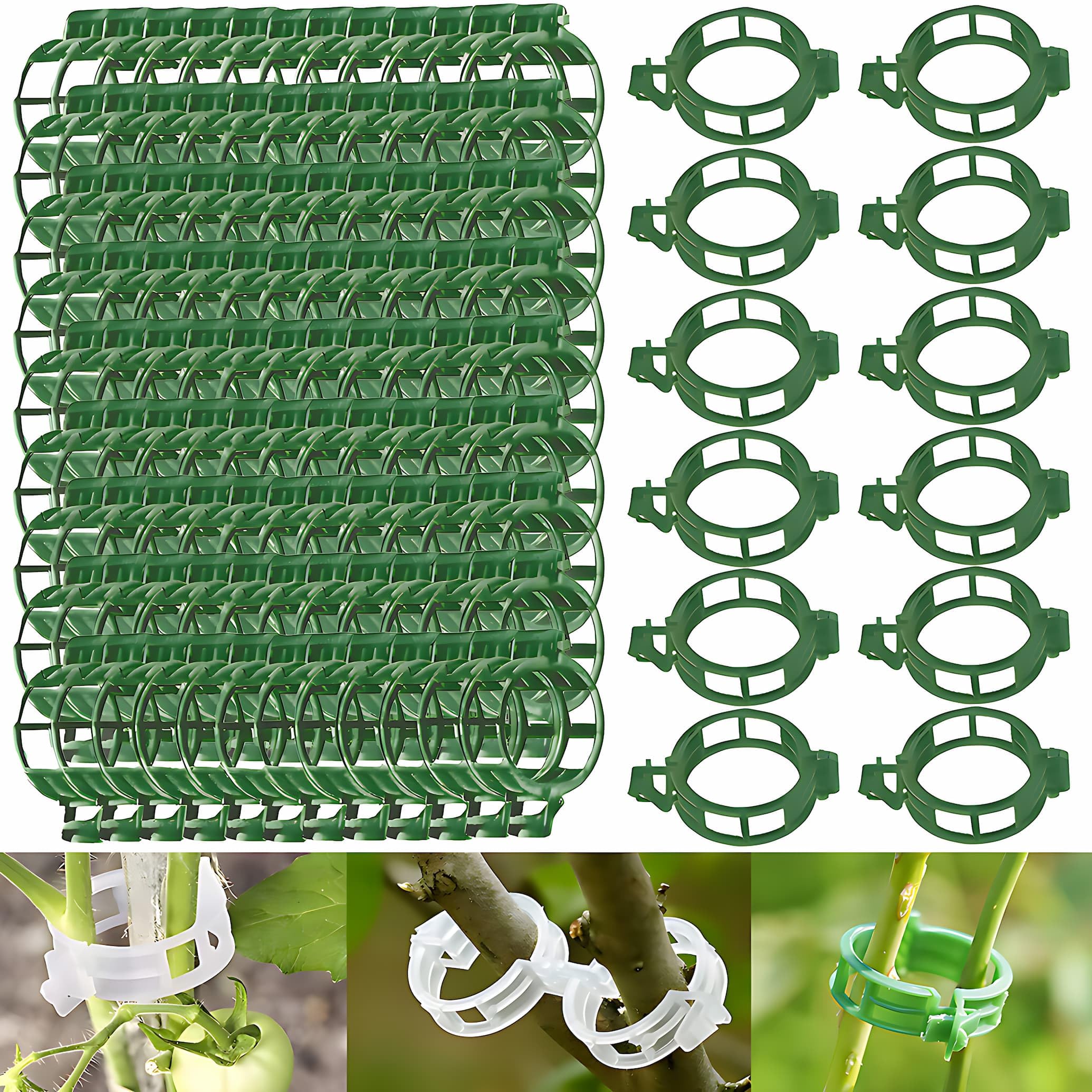 HonTaseng 120PCS Plant Support Clips - Plant Clips for Tomato Plant Support & Garden Vegetables, Support Growing, for Fixing Climbing Plants, Sweet Pepper & Vine, Reusable Garden Clips (Green)