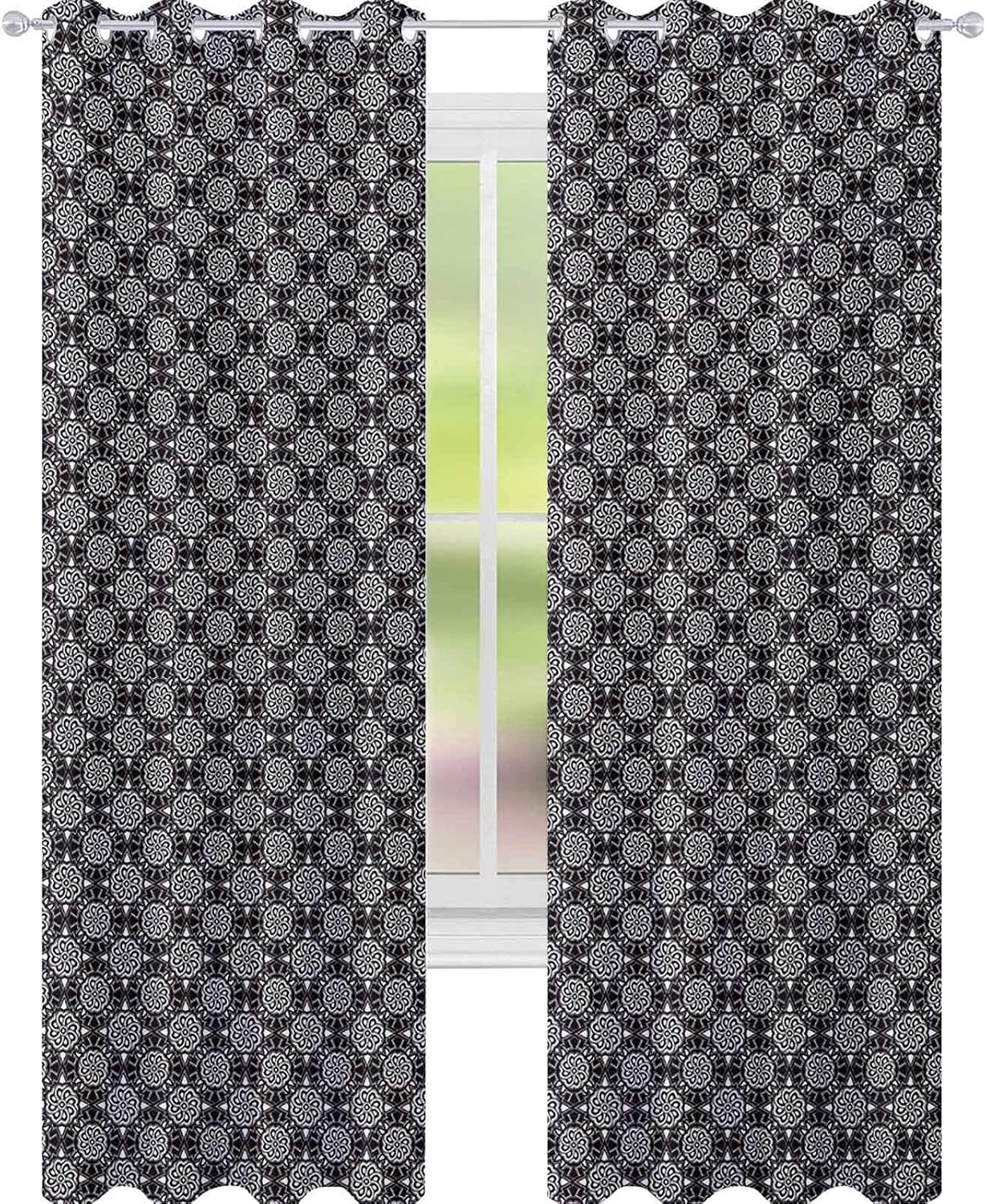 YUAZHOQI Vintage Blackout Curtains Antique Floral Pattern with Blooming