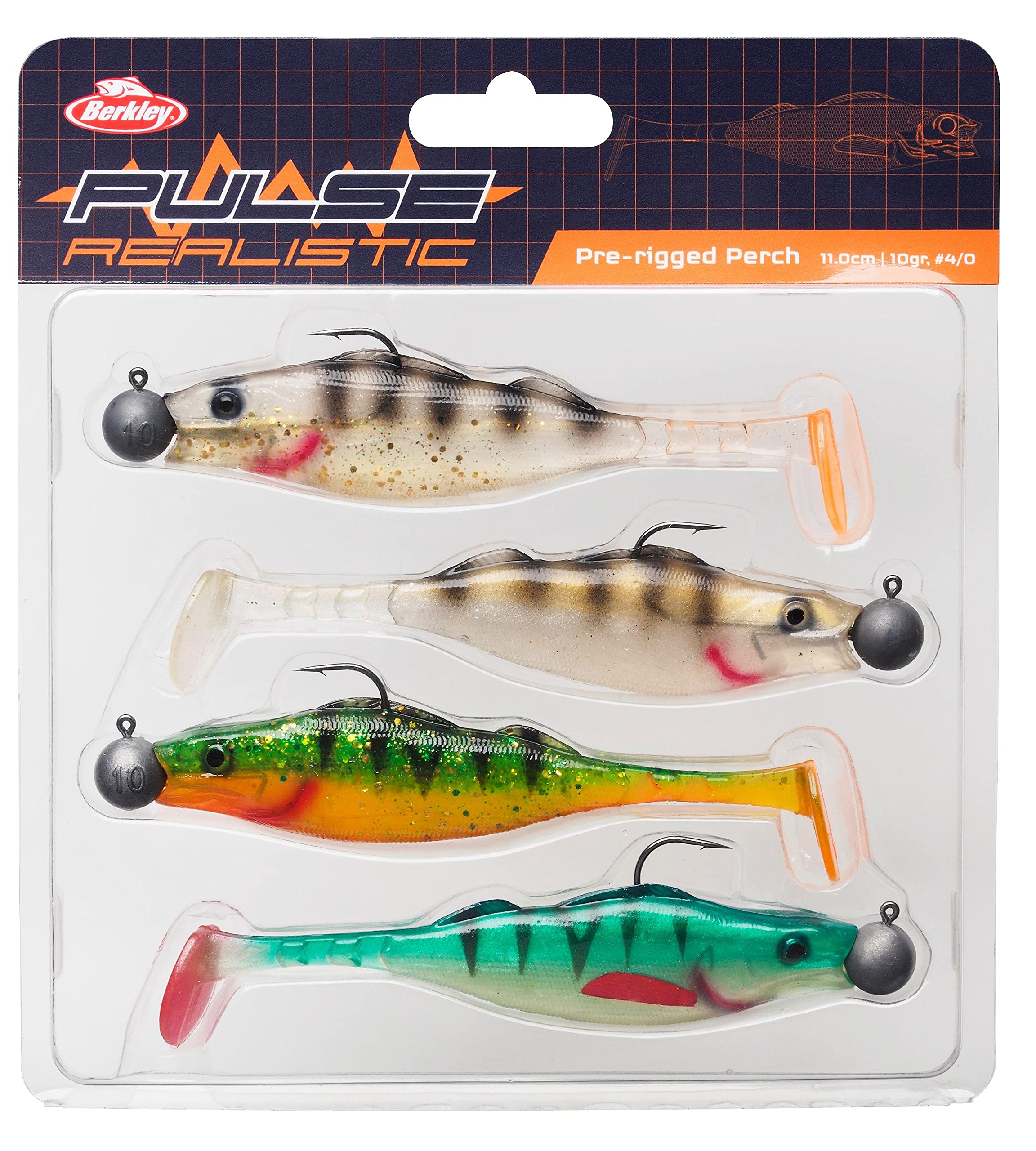 Berkley Pulse Realistic Perch Prerigged, Fishing Hook, Soft Lures, PredatorFishing, Zander, Unisex, Assorted, 15g | 150mm