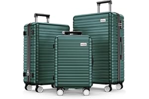 BEOW Luggage Sets 3 Piece, Expandable Luggage Sets with Spinner Wheels, TSA Lock Suitcases with Carry on Luggage (Amy Green, 20”24”28”)