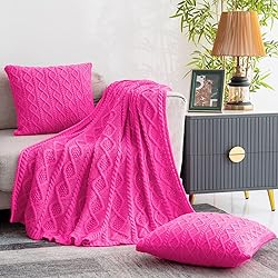 Homiest Cable Knit Throw Blanket and Pillow