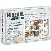 Toysmith Mineral Science Kit, 15 Specimens, STEM Geology Kit for Kids 5+ | Includes Magnifying Viewer, Streak Plate, Nail and Identification Guide for Earth Science Exploration and Collecting