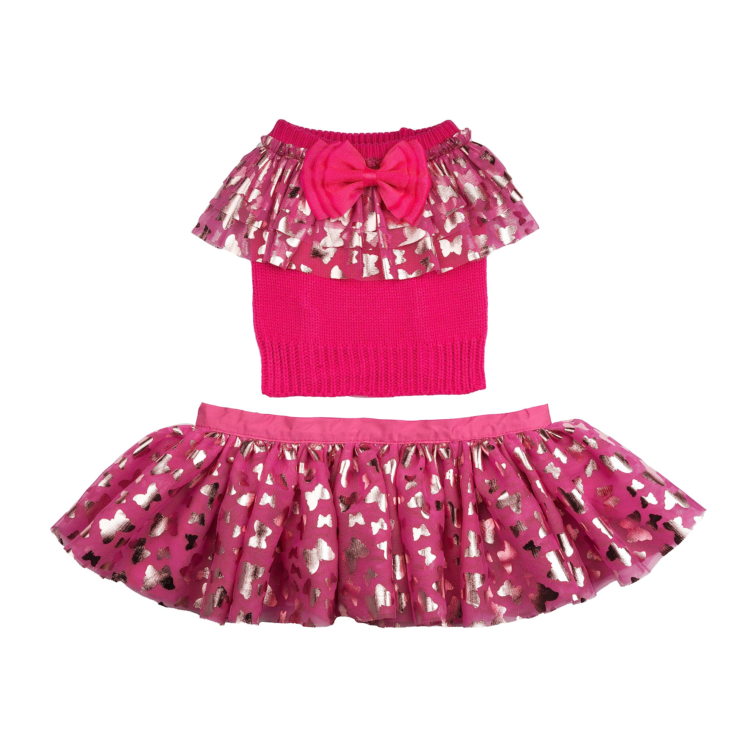 Doggy Parton Ruffle Sweater Skirt Set for Dogs - Large