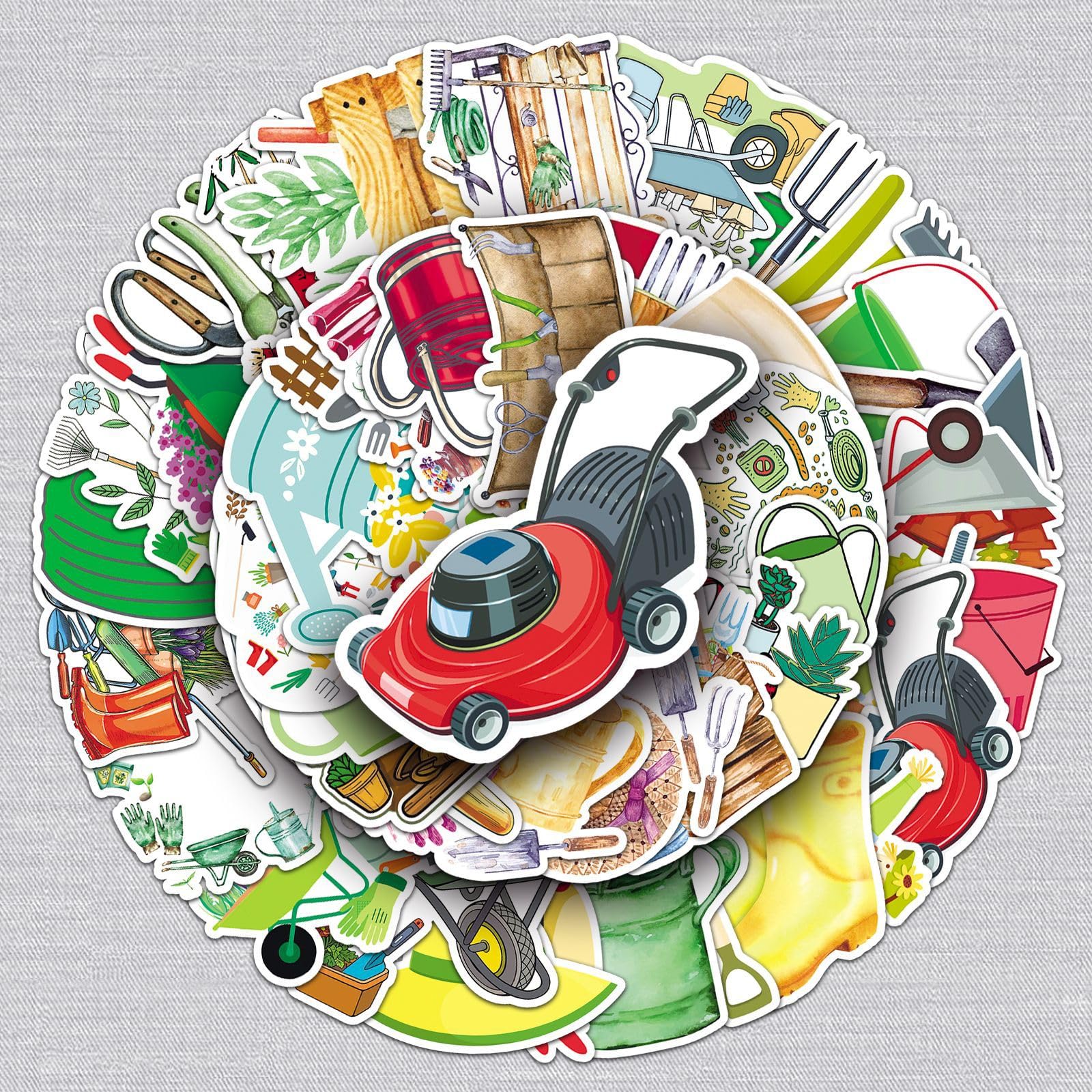 50 Pcs Gardening Stickers for Kids Teens Adults Boys Girls Gift,Tool Stickers Pack for Laptop,Skateboard,Luggage,Car,Bike, Cup,Computer,Water Bottle Decor,Vinyl Waterproof Sticker Decals