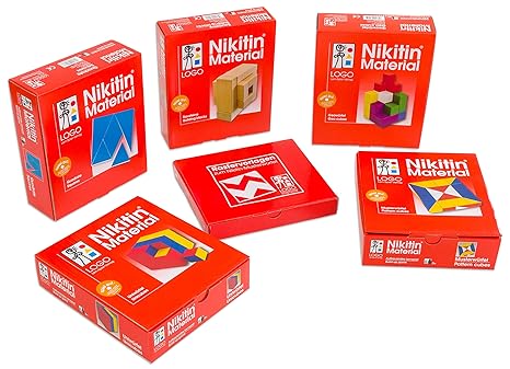 Unbekannt Nikitin-Material Musterwürfel Geo-Würfel Basispaket inkl. Rastervorlagen - Konzentration Kinder Bausteine Frühförde