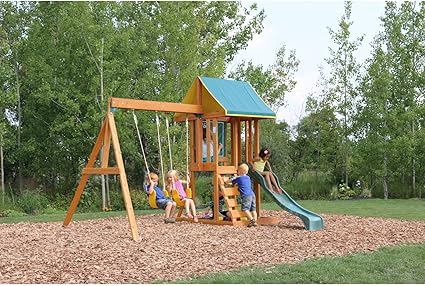 big backyard windale wooden cedar swing set