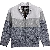 X RAY Boys (6-12) Full Zip Fleece Flannel Lining Sweater, Kids Mock Neck Knit Sweater for Spring, Fall and Winter