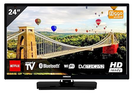 Television 24 inch HD Bluetooth Wifi and Smart TV - LED 720p, 61cm, HD-Ready, HDMI, USB - Perfect for Kitchen and Small Rooms