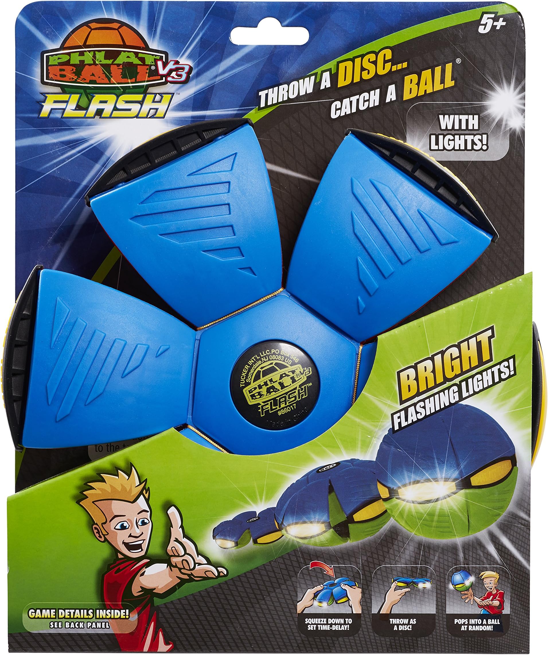 Phlat Ball V3 Flash - Throw a Flat Disc, Catch a Light-Up Ball