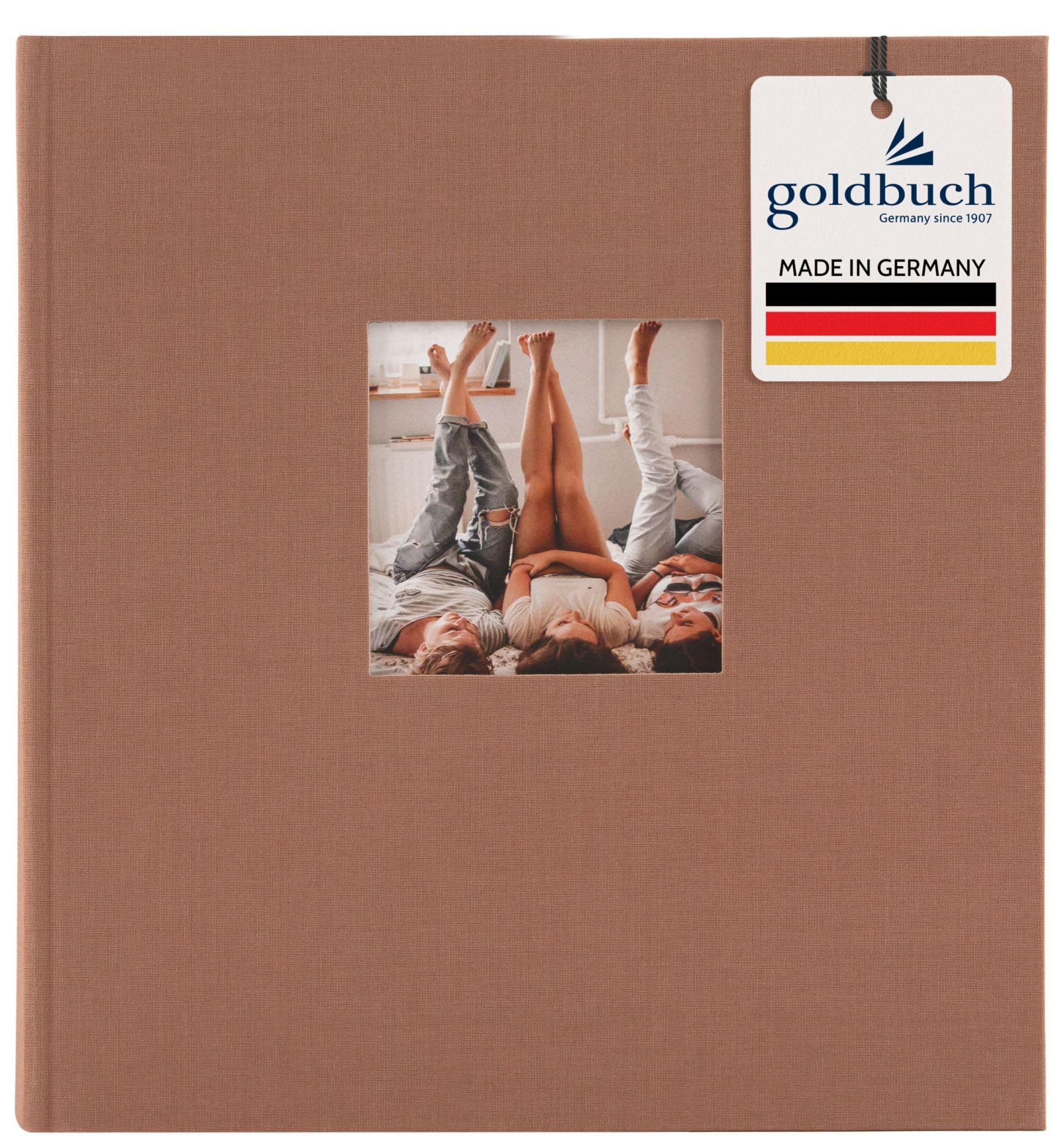goldbuch Bella Vista 27 619 Photo Album with Picture Cut-Out Hazelnut 30 x 31 cm Photo Album 60 Black Pages with Glassine Dividers Photo Book with Linen Cover Brown — image 1