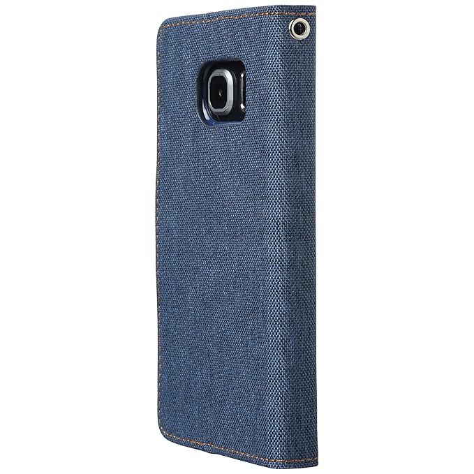 Ultratec Smartphone Schutzhülle für Samsung Galaxy S6 Edge in Leinenoptik, mit Standfunktion und Innenfächern, navy