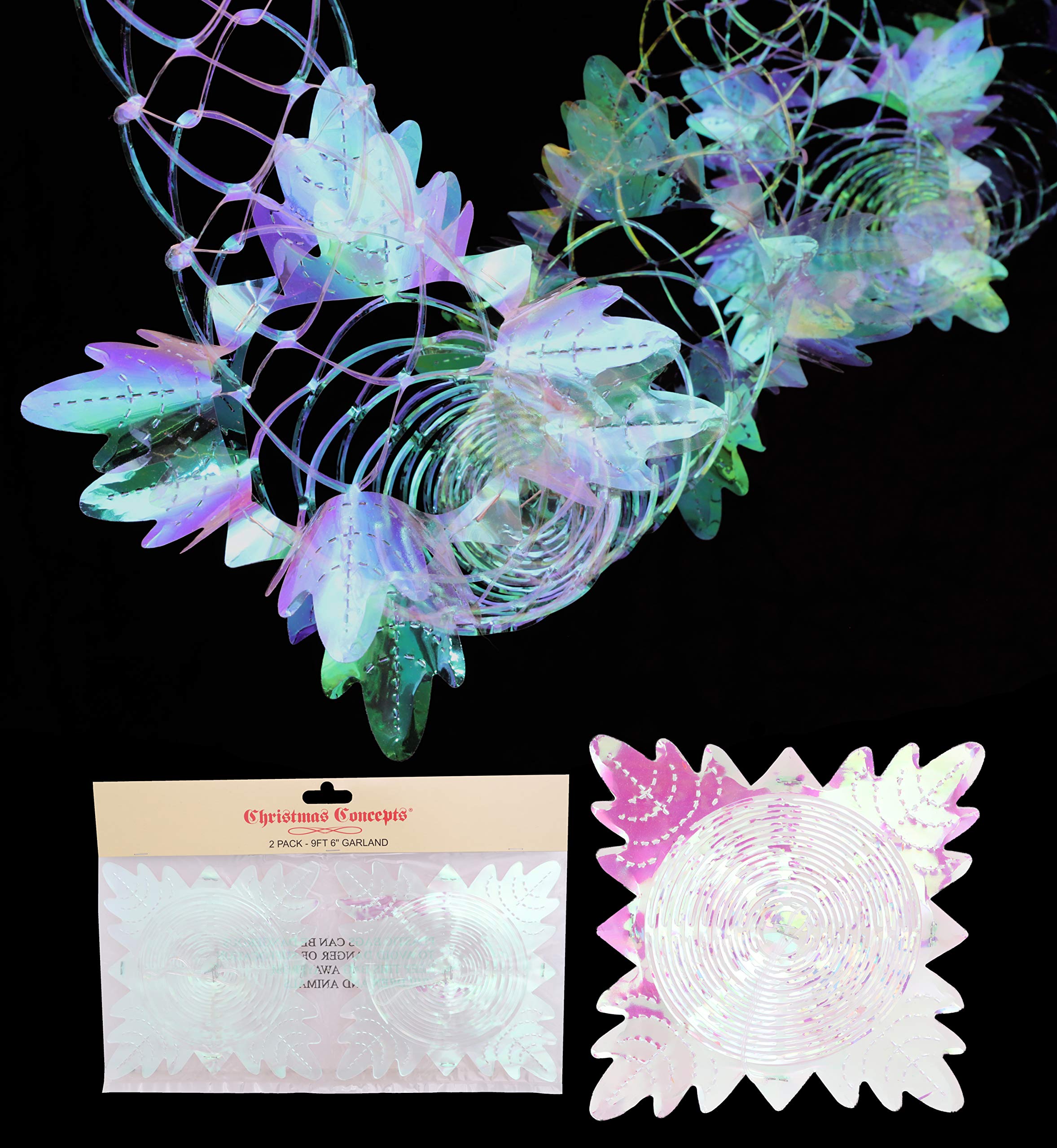 Christmas Concepts® Pack Of 2 2.7m (9ft) Foil Garland Festive Hanging Decorations - Christmas Decorations (Iridescent)