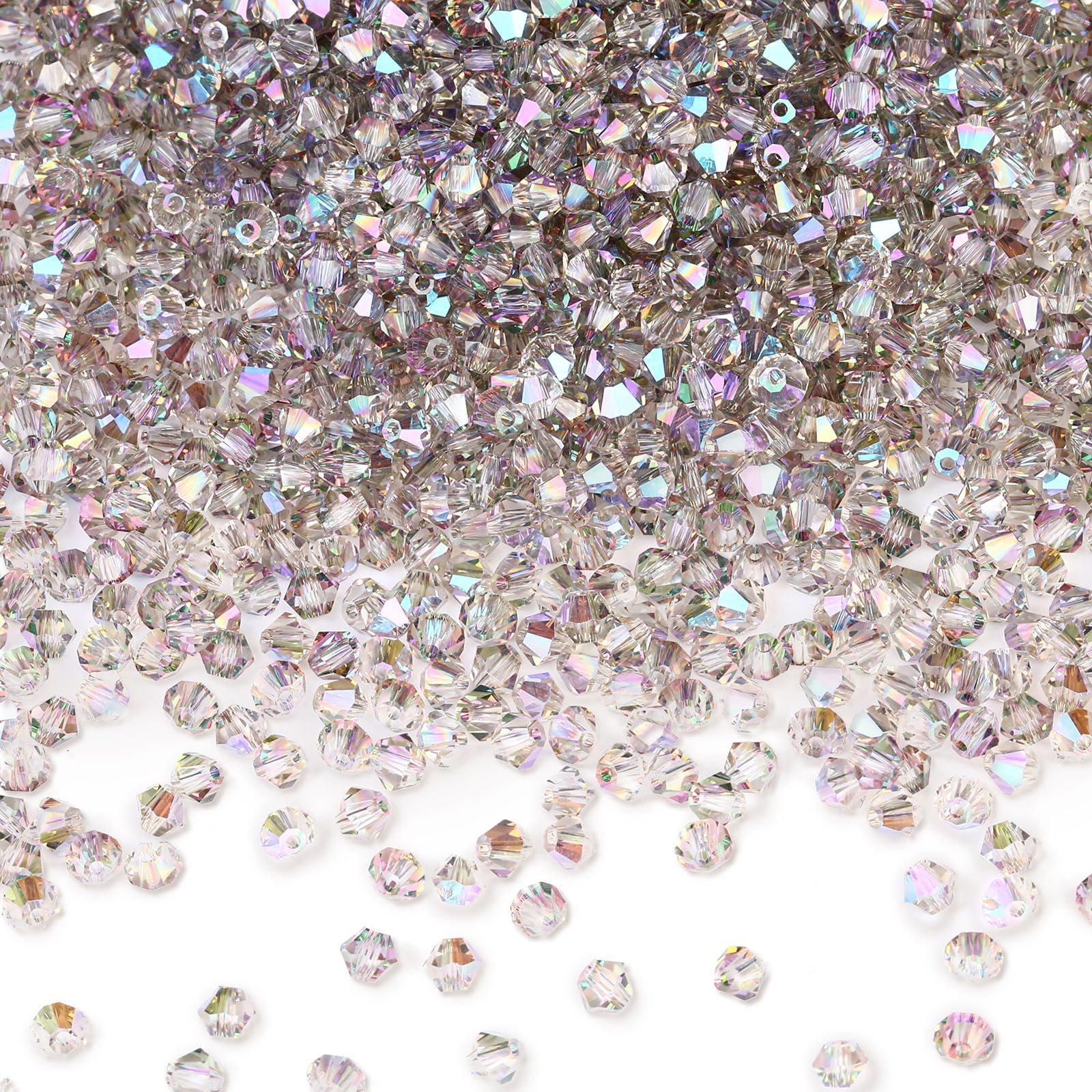 DoDoBeads 720 Pcs 4mm Bicone Crystal Beads - Transparent Light AB & Glass Beads for Jewellery & Friendship Bracelet Making