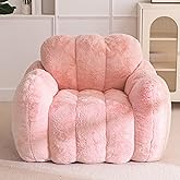 MAXYOYO Bean Bag Chair, Cloud Shaped Bean Bag Sofa for Adults, Soft Stuffed Lazy Floor Sofa with Supportive Filling, Comfy Single Couch for Living Room, Bedroom, Apartment, Pink