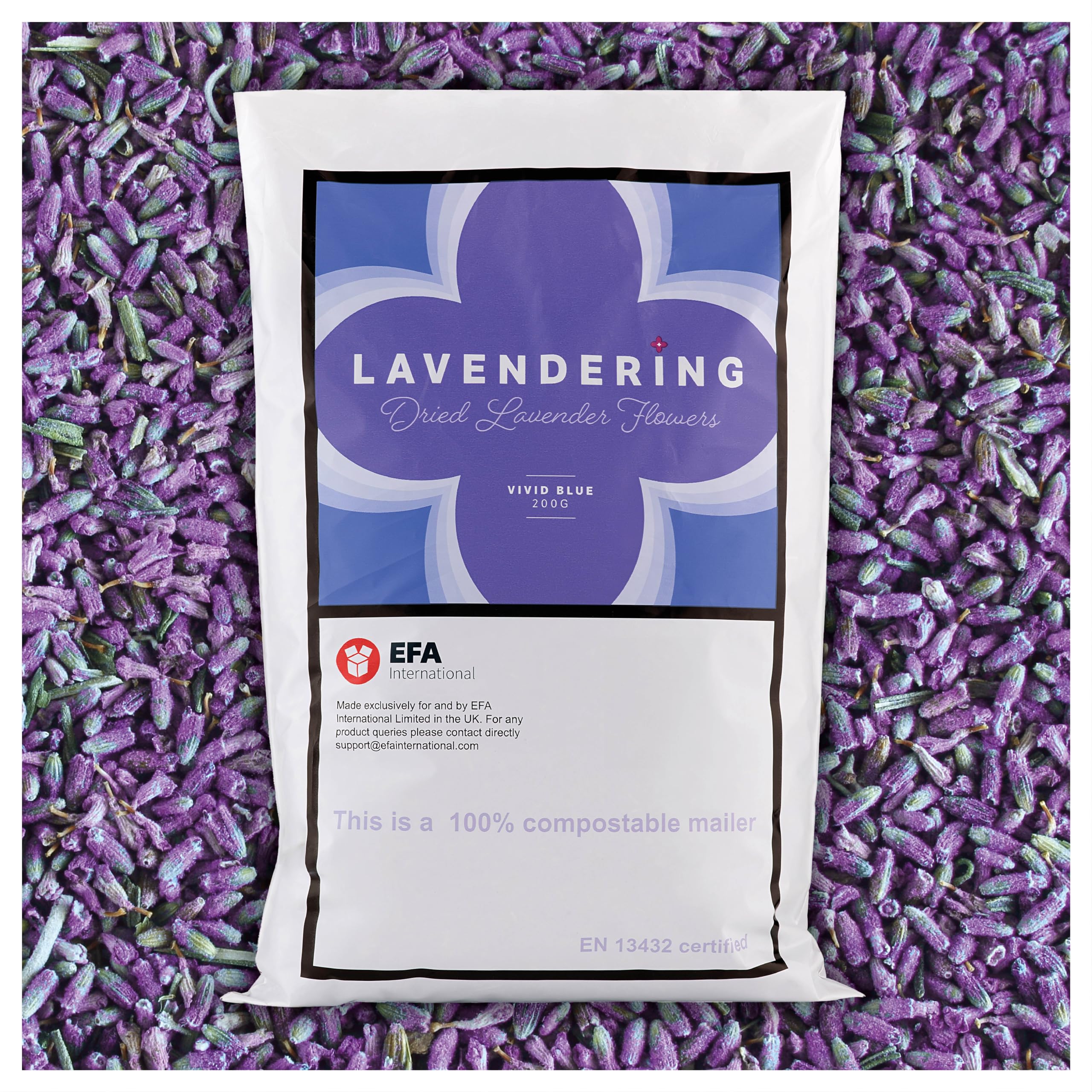 EFA International Dried Lavender Flowers; Premium Grade, Fragrant Lavender Buds, 200g, UK Packaged