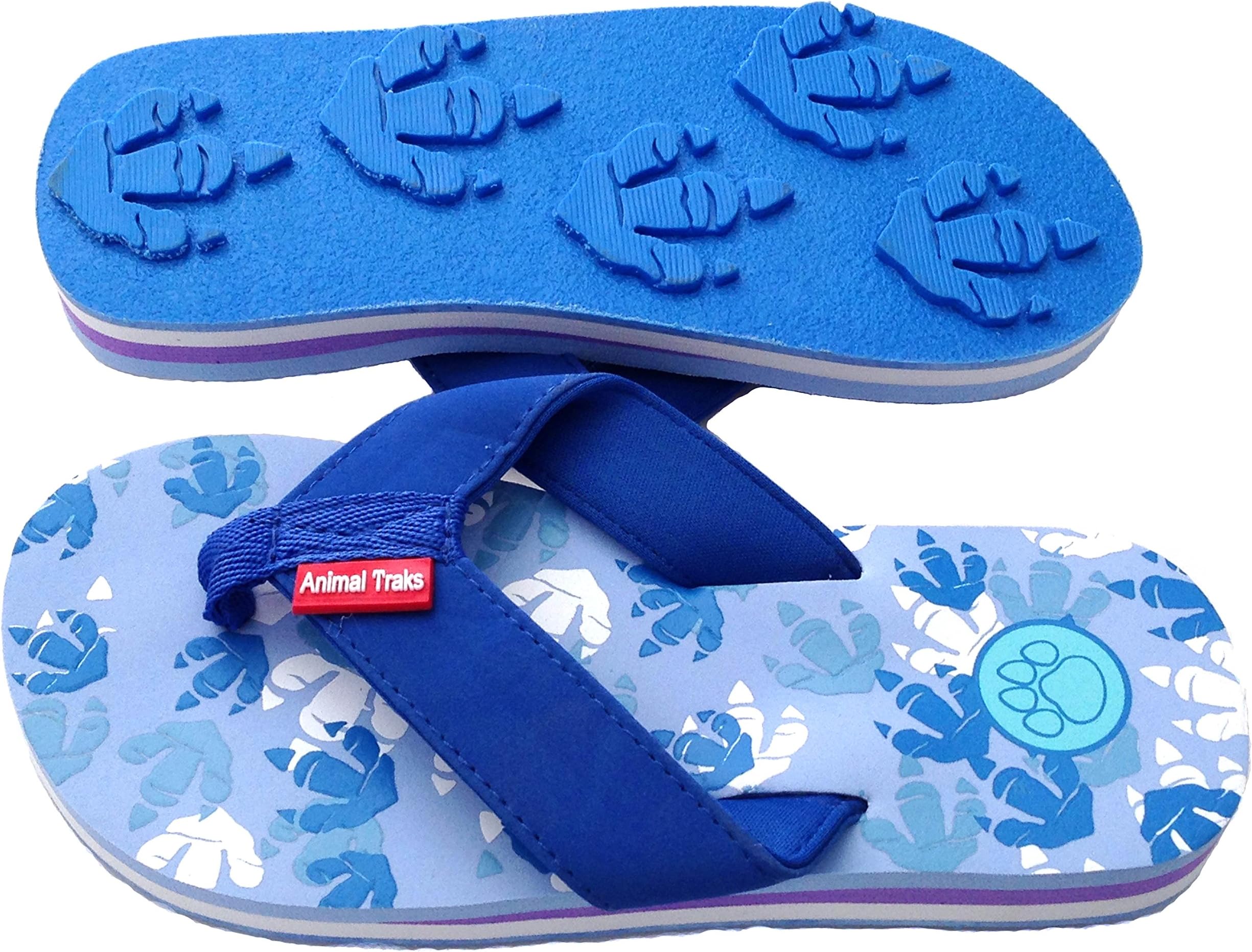 Animal Traks FLIP Flops Slippers- Dinosaur Print Sandals for Girls and Boys, Little Kids (Age 4 – 8).