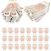 24Pairs Cotton Grip Work Gloves, Bulk Safety Protection Non-Slip PVC Rubber Dots Garage Construction Warehouse Bulk Wholesale