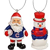FOCO - MLB Officially Licensed 3.5" St. Nick Santa & Snowman 2 Pack Holiday Xmas Christmas Tree Team Hanging Ornament Set (Chicago Cubs)