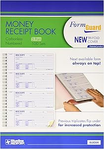 Rediform Formguard Money Receipt Book, 2.75 x 7 Inch, 4x100 Receipts (8L808R)
