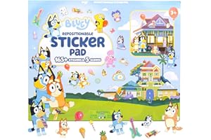 HORIZON GROUP USA Bluey Repositionable Sticker Pad, Over 165 Removable Stickers & 5 Play Scenes, Jumbo Sticker Pad, Bluey Toys for Kids Ages 3 & Up