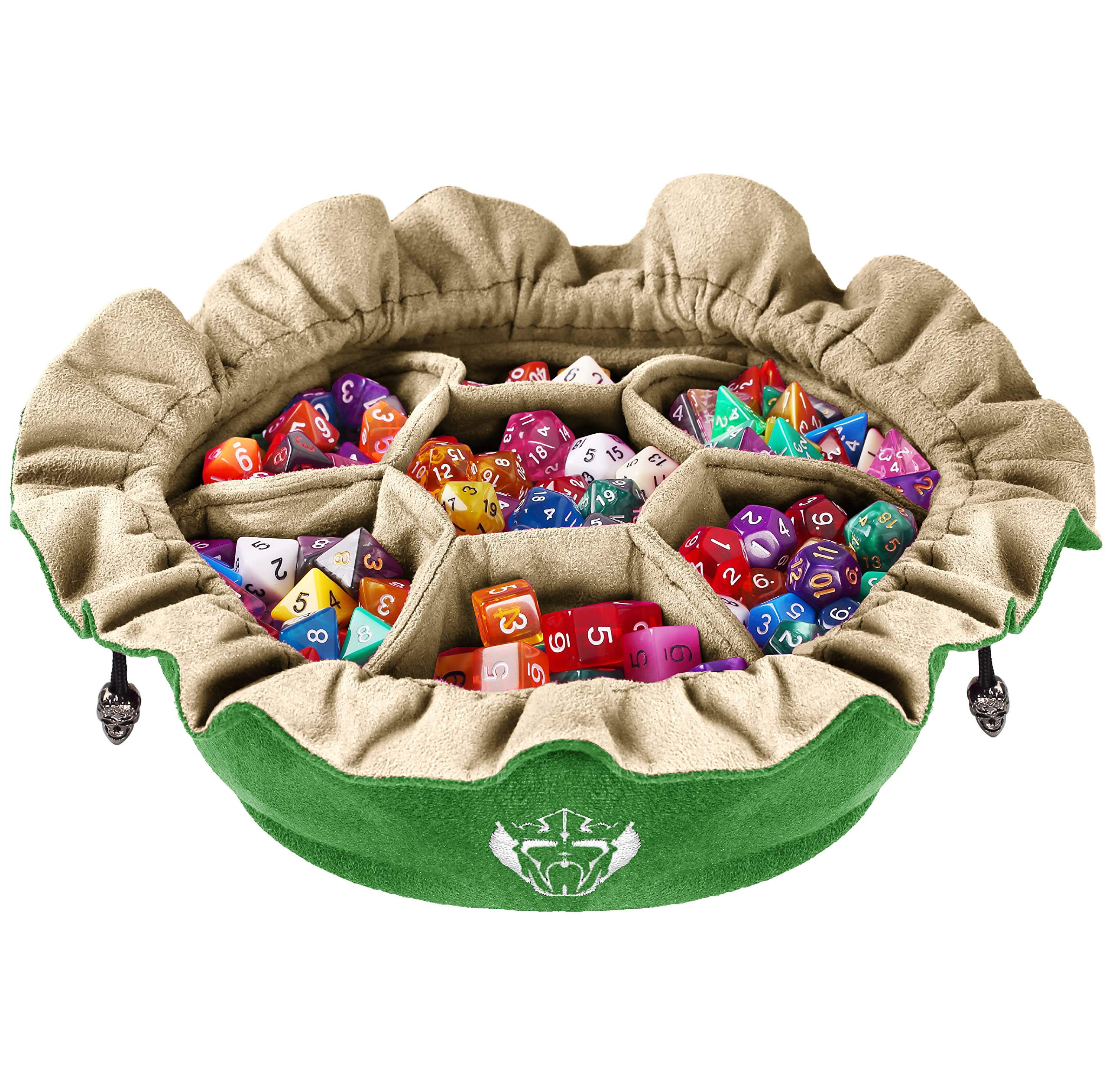 CardKingPro Immense Dice Bags with Pockets - Green - Capacity 150+ Dice - Great Organizer for Dice Hoarders, Perfect for Dungeons and Dragons [Patented Design]