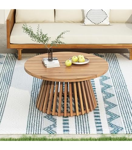 Atlantic Round Teak Outdoor Coffee Table Natural Gas Aston 48