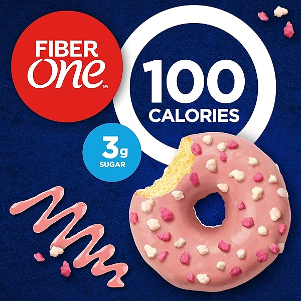FIBER ONE 100 CALORIE DONUTS, STRAWBERRIES AND CREME, 3G SUGAR, 4 CT, 3.28 OZ