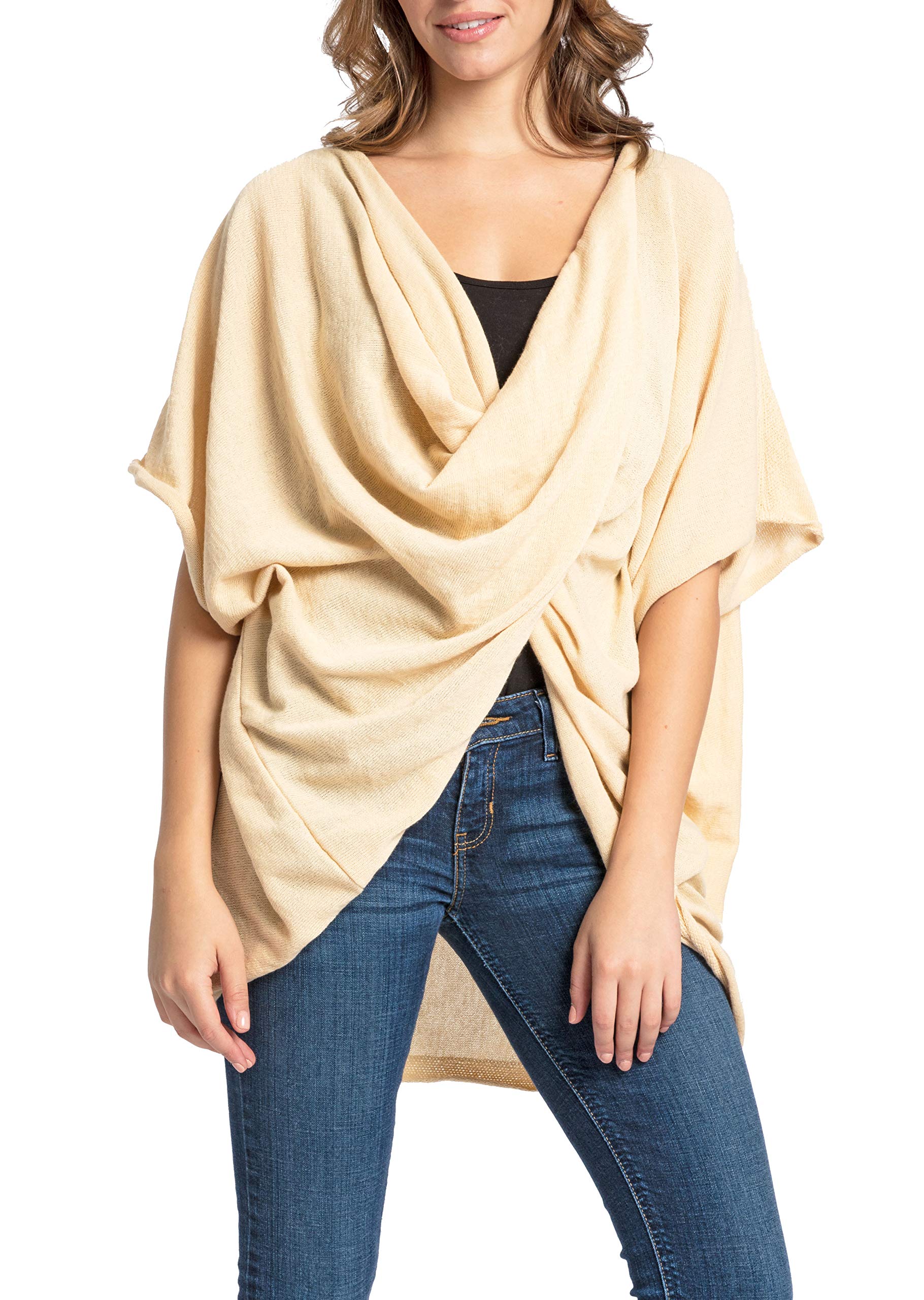 Photo 1 of Save The Ocean Recycled Knit Twist Poncho (Ivory)