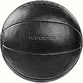 Retrospec Core Weighted Medicine Ball 4, 6, 8, 10, 12, 14, 16, 20 lbs, 100% Leather with Sturdy Grip for Strength Training, R