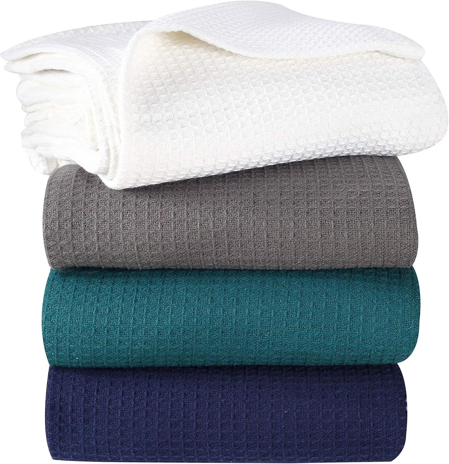 Cotton Clinic 100% Cotton Bed Blanket, Bed Blanket Twin Size, Cotton Thermal Blankets Twin Size, Perfect for Layering Any Bed for All Season, Soft and Breathable White Blanket: Kitchen & Dining