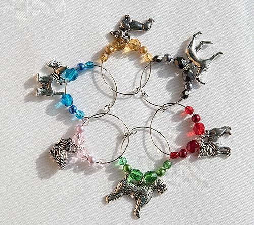 6 Dog Themed Wine Glass Charms Amazon Co Uk Handmade