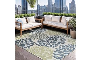 Beverly Rug Outdoor Rug 6x9 Modern Exotic Tropical Leaf Area Rugs for Indoor and Outdoor Patio Deck Porch Garden Water Resistant Washable Outside Carpet (6 x 9 Olive)
