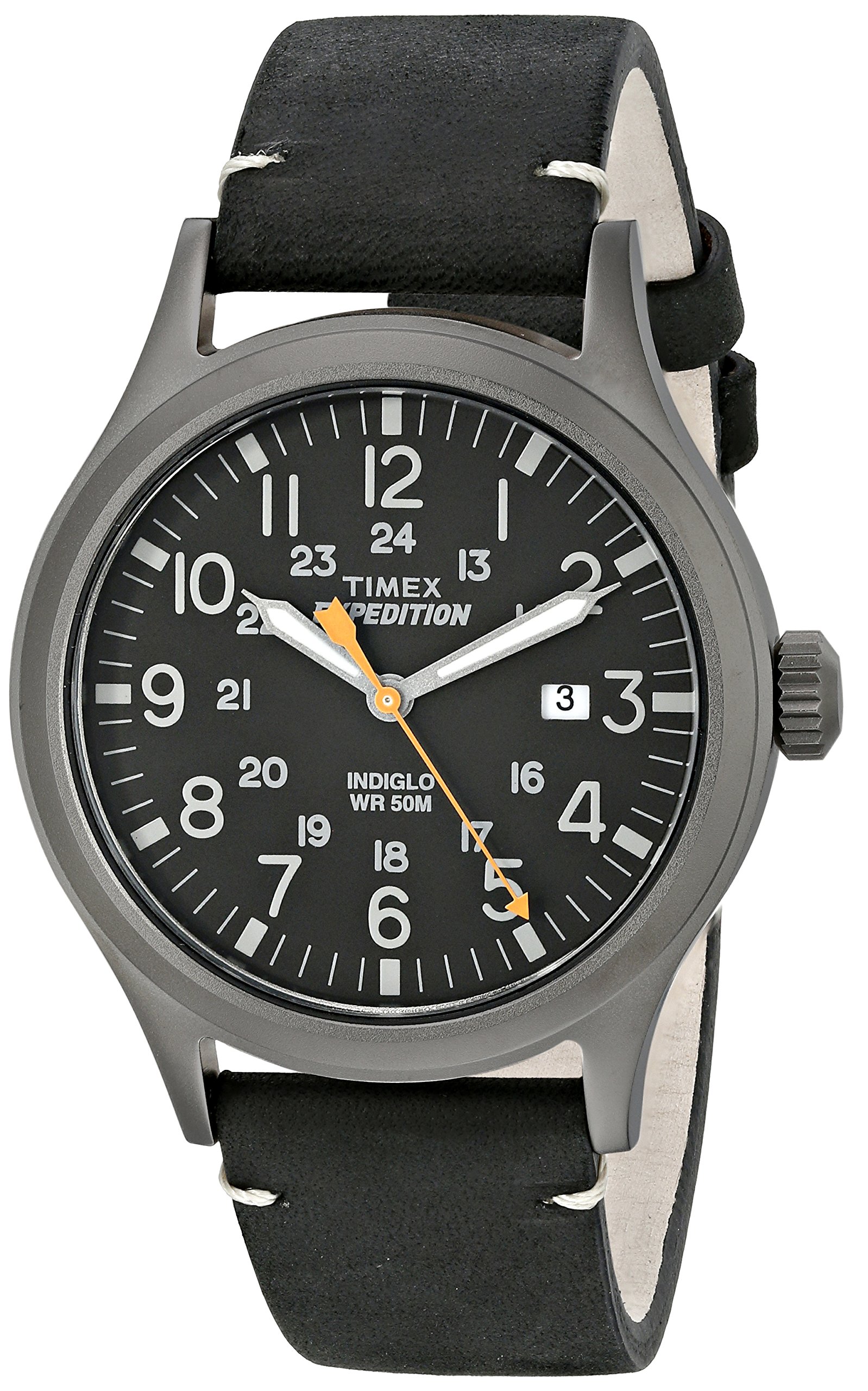Timex Men's TW4B01900 Expedition Scout Black Leather Strap Watch Amazon