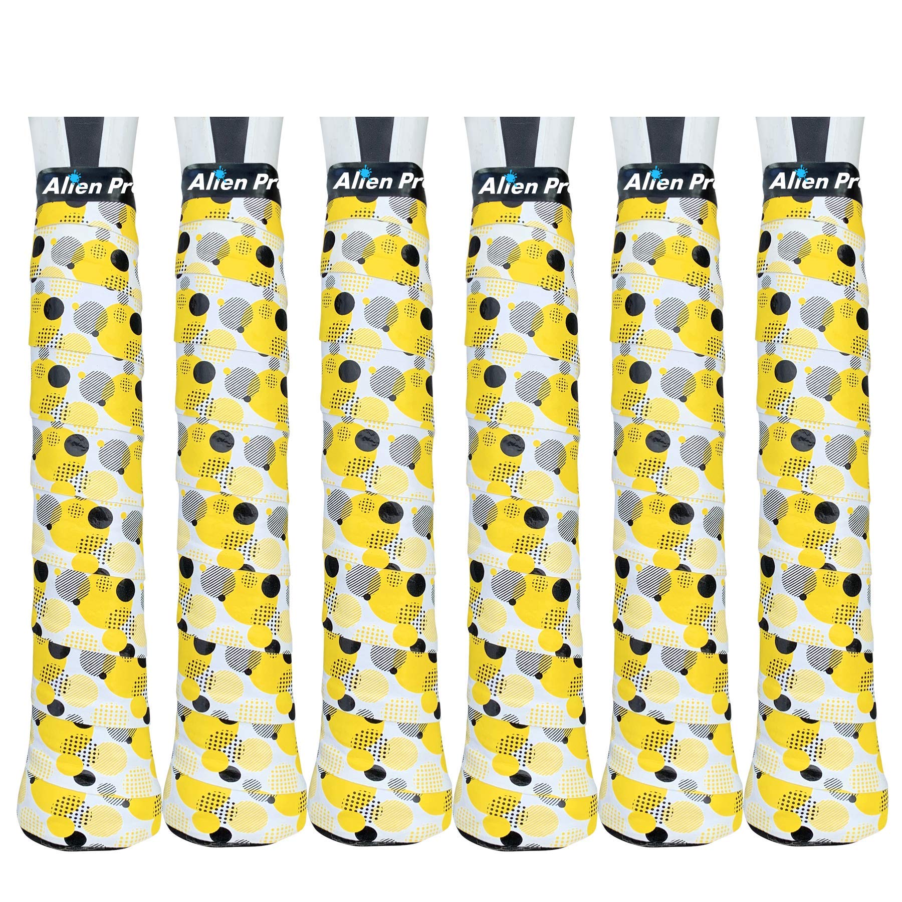 Alien Pros Tennis Racket Grip Tape (6 Grips) – Tac Moisture Feel Tennis Grip – Tennis Overgrip Grip Tape Tennis Racket – Wrap Your Racquet for High Performance (6 Grips, Black Clouds)