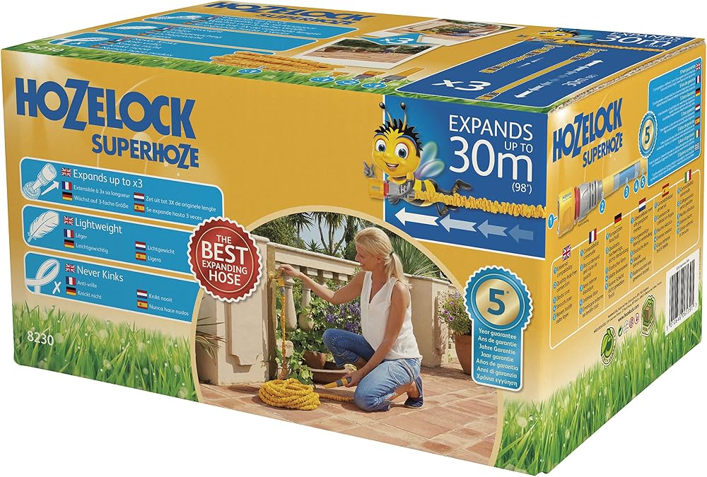 Hozelock Superhoze Expanding Hose 30 m with Aquastop Fittings
