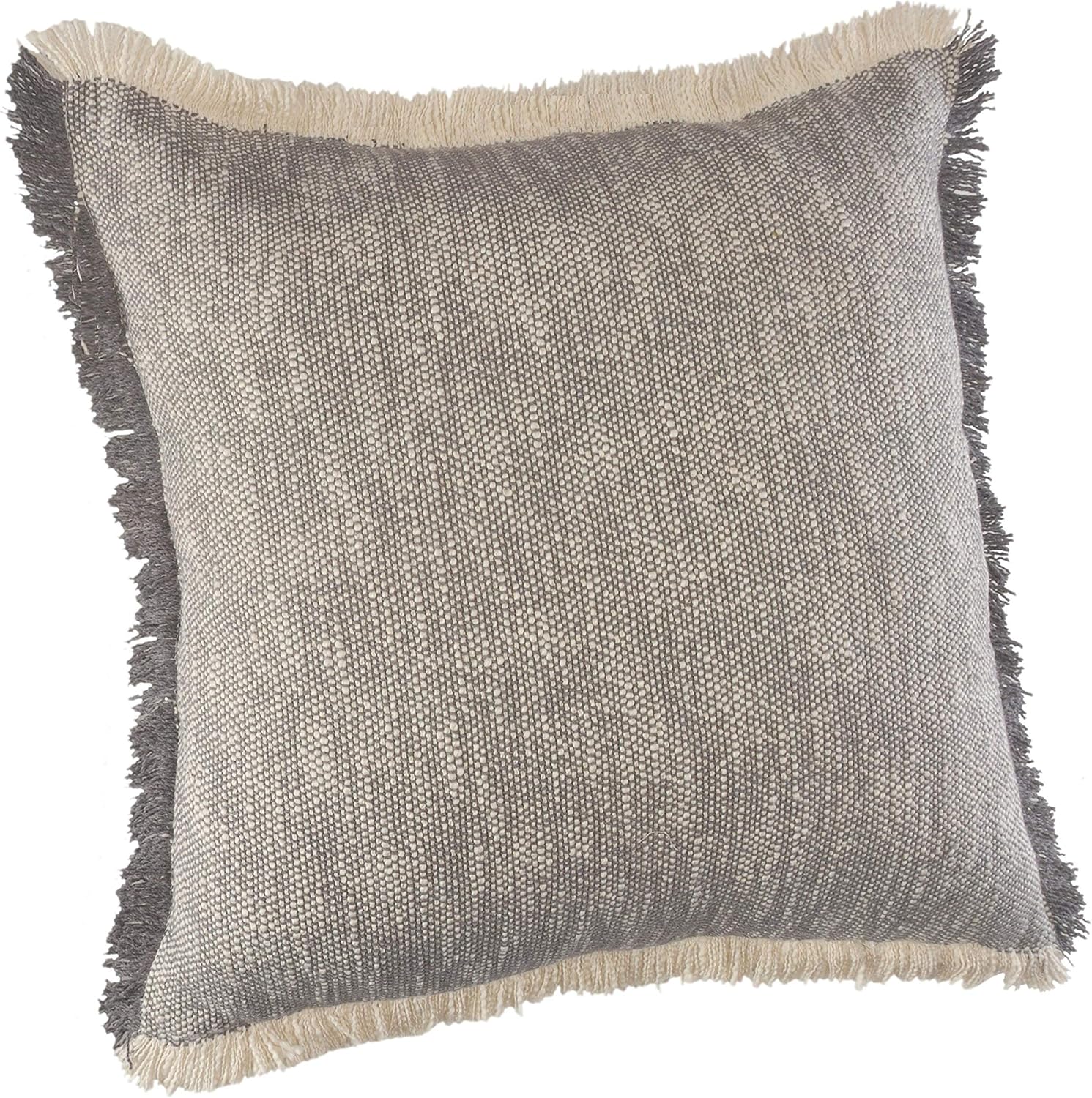 gray fringe pillow