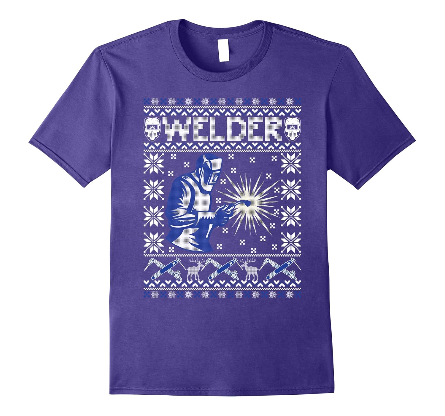 Welder Ugly Christmas Sweater Funny Holiday T-Shirt-Rose