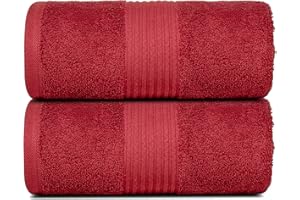 Dewall Maisons Plush Dark Red 2-Piece Cotton Bath Sheet Set - Ultra Absorbent, Large 35" x 70" Size - Exceptional Softness and Comfort for Luxurious Bathing