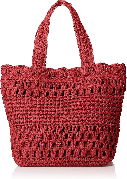 Amazon クーコ ガラ編み ペーパー かご バッグ 112 レッド カゴバッグ