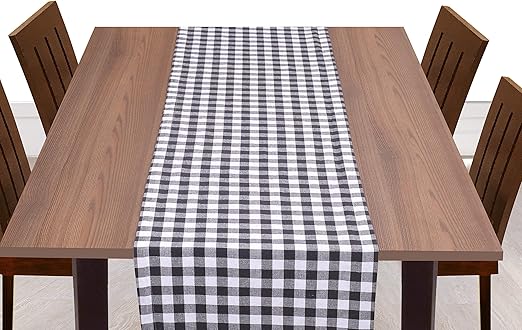 Table Runner 108 Inch 100 Cotton Plaid Check Fabric Decorative Table Runner Farmhouse Table Runner Rustic Bridal Shower Decor Table Runner Wedding Table Runner 16x108 Grey White Set Of 2 Kitchen Dining Home Kitchen Kalingauniversity Ac In