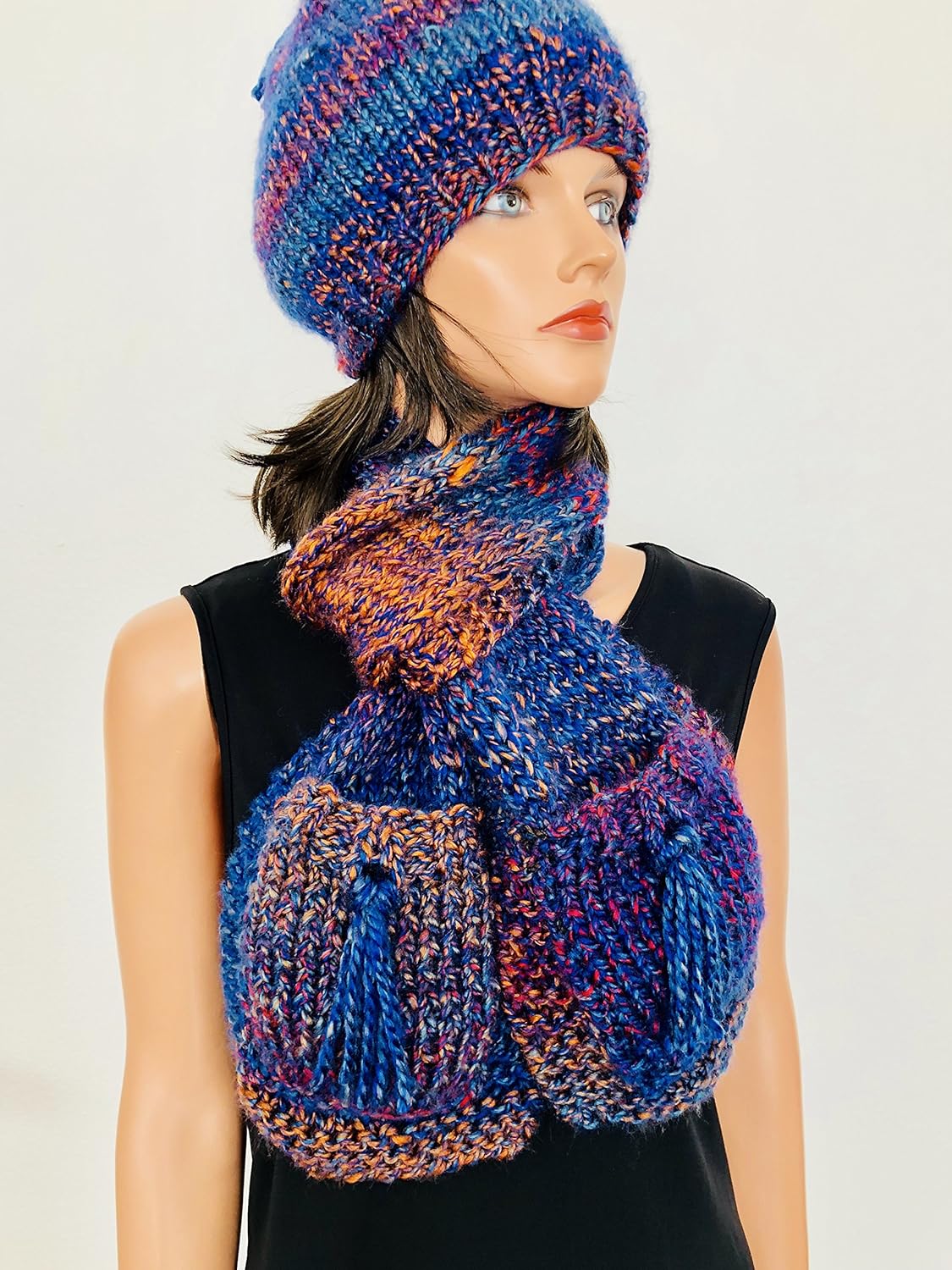 hand knitted hats and scarves