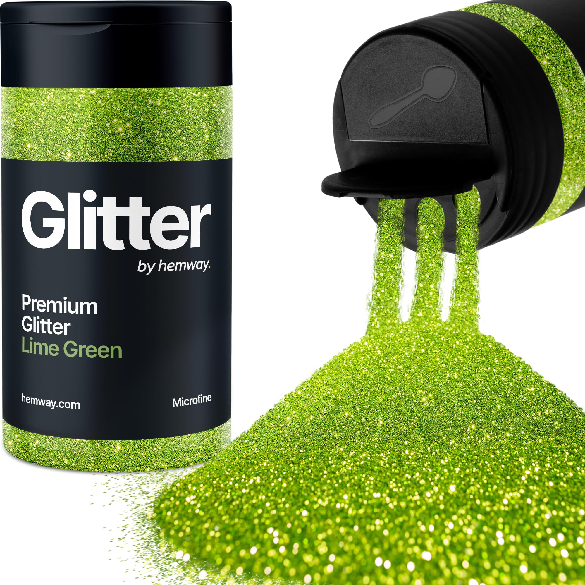 Lime Green Glitter Shaker, 130g Microfine Glitter, Crafts 1/256" Metallic Flake Lime Green Sequins, Resin & Epoxy Crafts, Decorating, Halloween, Christmas Nail, Face, Hemway
