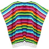 Skeleteen Mexican Serape Poncho Costume - Cinco De Mayo Mexican Fiesta Ponchos for Adults and Kids